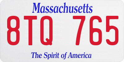 MA license plate 8TQ765