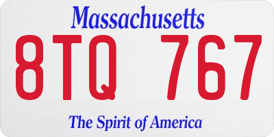 MA license plate 8TQ767