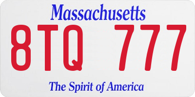 MA license plate 8TQ777