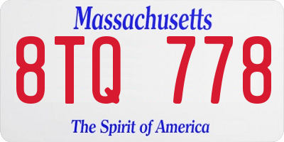 MA license plate 8TQ778