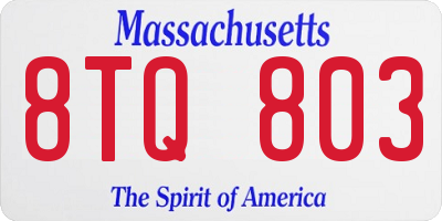 MA license plate 8TQ803