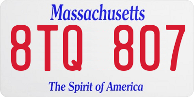 MA license plate 8TQ807