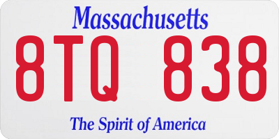 MA license plate 8TQ838