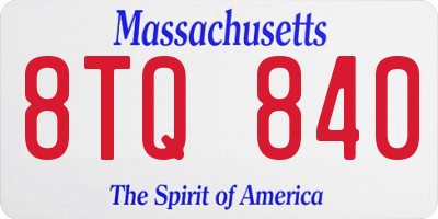 MA license plate 8TQ840