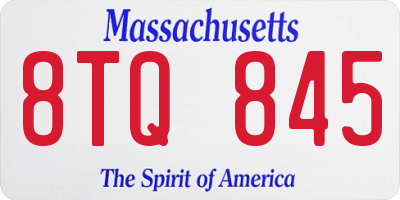 MA license plate 8TQ845