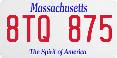 MA license plate 8TQ875
