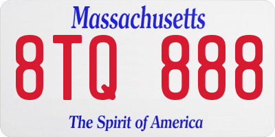 MA license plate 8TQ888