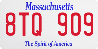 MA license plate 8TQ909