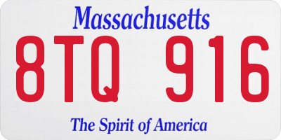 MA license plate 8TQ916
