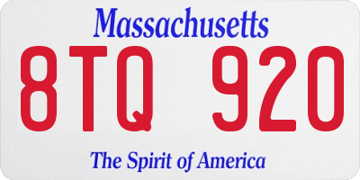 MA license plate 8TQ920