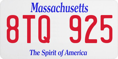 MA license plate 8TQ925