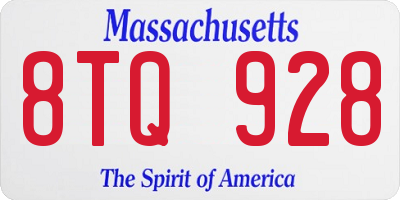 MA license plate 8TQ928