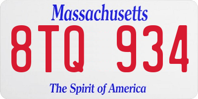 MA license plate 8TQ934