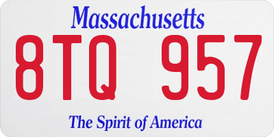 MA license plate 8TQ957