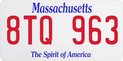MA license plate 8TQ963