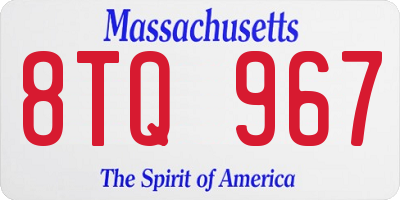MA license plate 8TQ967