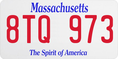 MA license plate 8TQ973