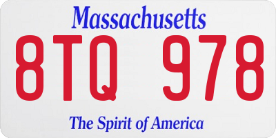 MA license plate 8TQ978