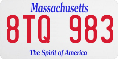 MA license plate 8TQ983