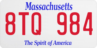 MA license plate 8TQ984