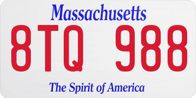 MA license plate 8TQ988