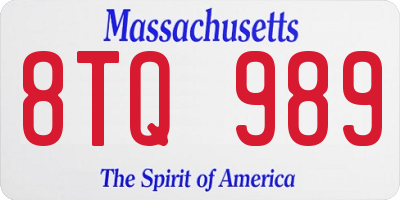 MA license plate 8TQ989