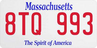 MA license plate 8TQ993