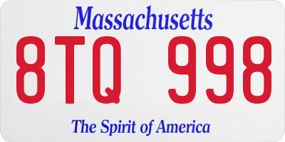 MA license plate 8TQ998
