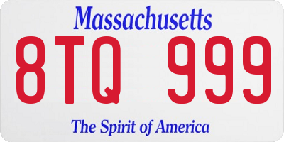 MA license plate 8TQ999