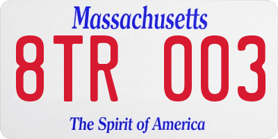 MA license plate 8TR003