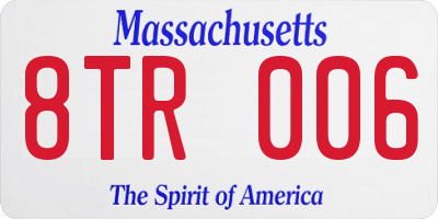 MA license plate 8TR006