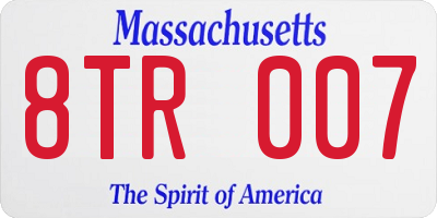 MA license plate 8TR007