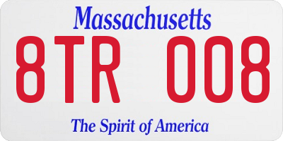 MA license plate 8TR008