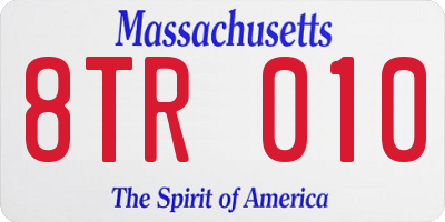 MA license plate 8TR010