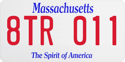 MA license plate 8TR011