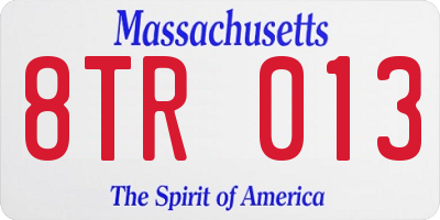 MA license plate 8TR013