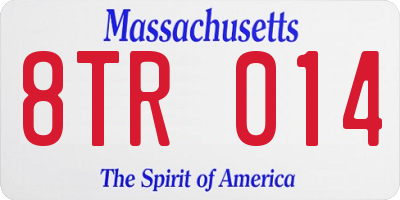 MA license plate 8TR014