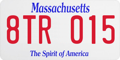 MA license plate 8TR015