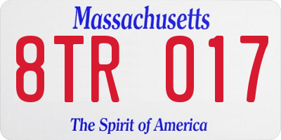 MA license plate 8TR017