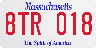 MA license plate 8TR018