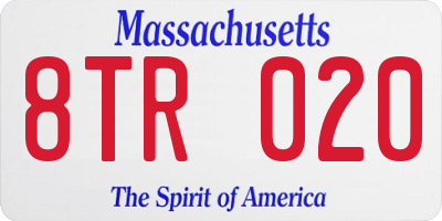 MA license plate 8TR020