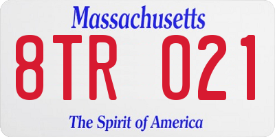 MA license plate 8TR021