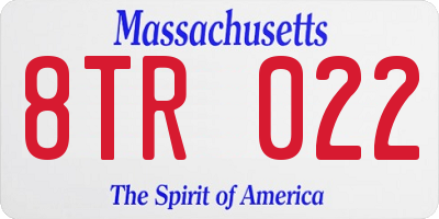 MA license plate 8TR022