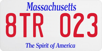 MA license plate 8TR023