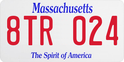 MA license plate 8TR024