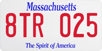 MA license plate 8TR025