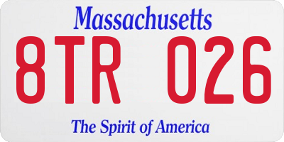 MA license plate 8TR026