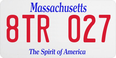 MA license plate 8TR027
