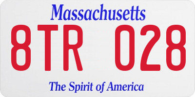 MA license plate 8TR028