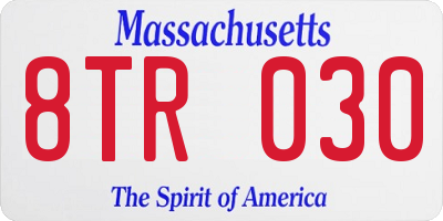 MA license plate 8TR030